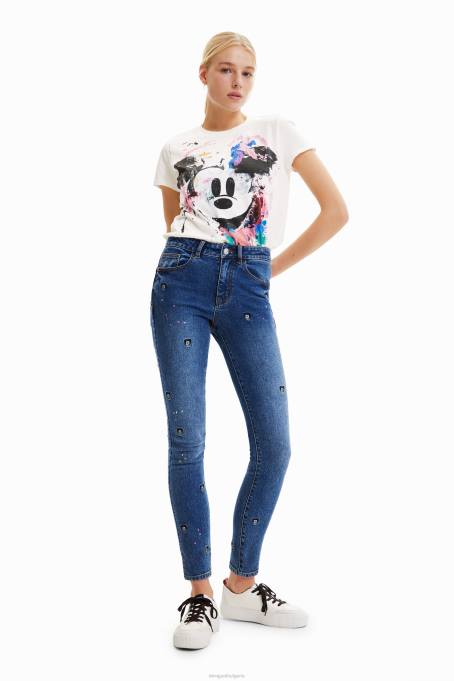 Desigual облекло Жени тънки дънки с лицеви опори с Мики Маус на Disney V0BL623