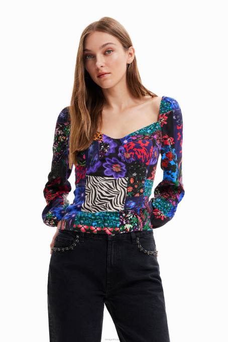 Desigual облекло Жени пачуърк корсет блуза V0BL1035